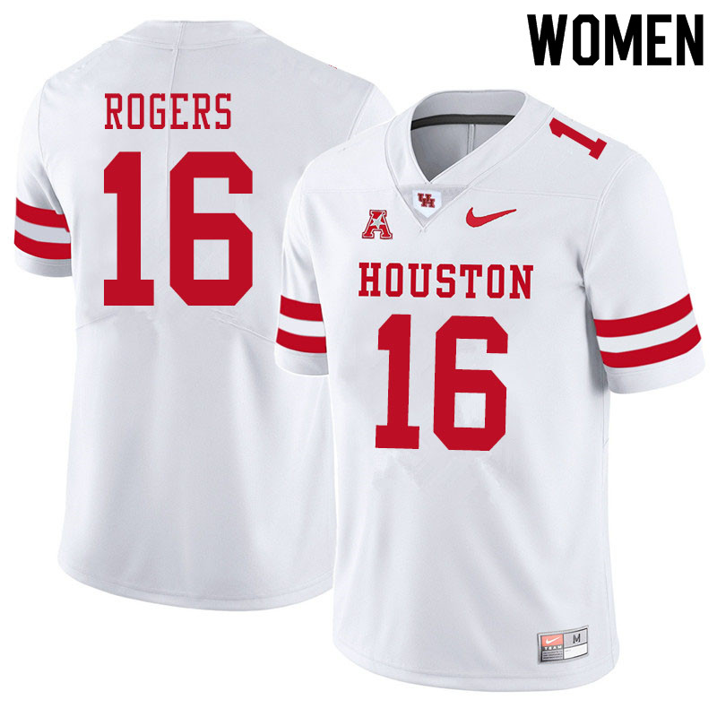 Women #16 Jayce Rogers Houston Cougars College Football Jerseys Sale-White - Click Image to Close